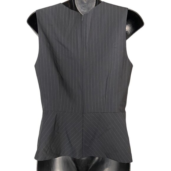 Ann Taylor Pinstripe Peplum Sleeveless Blouse Size 2 - Picture 4 of 6